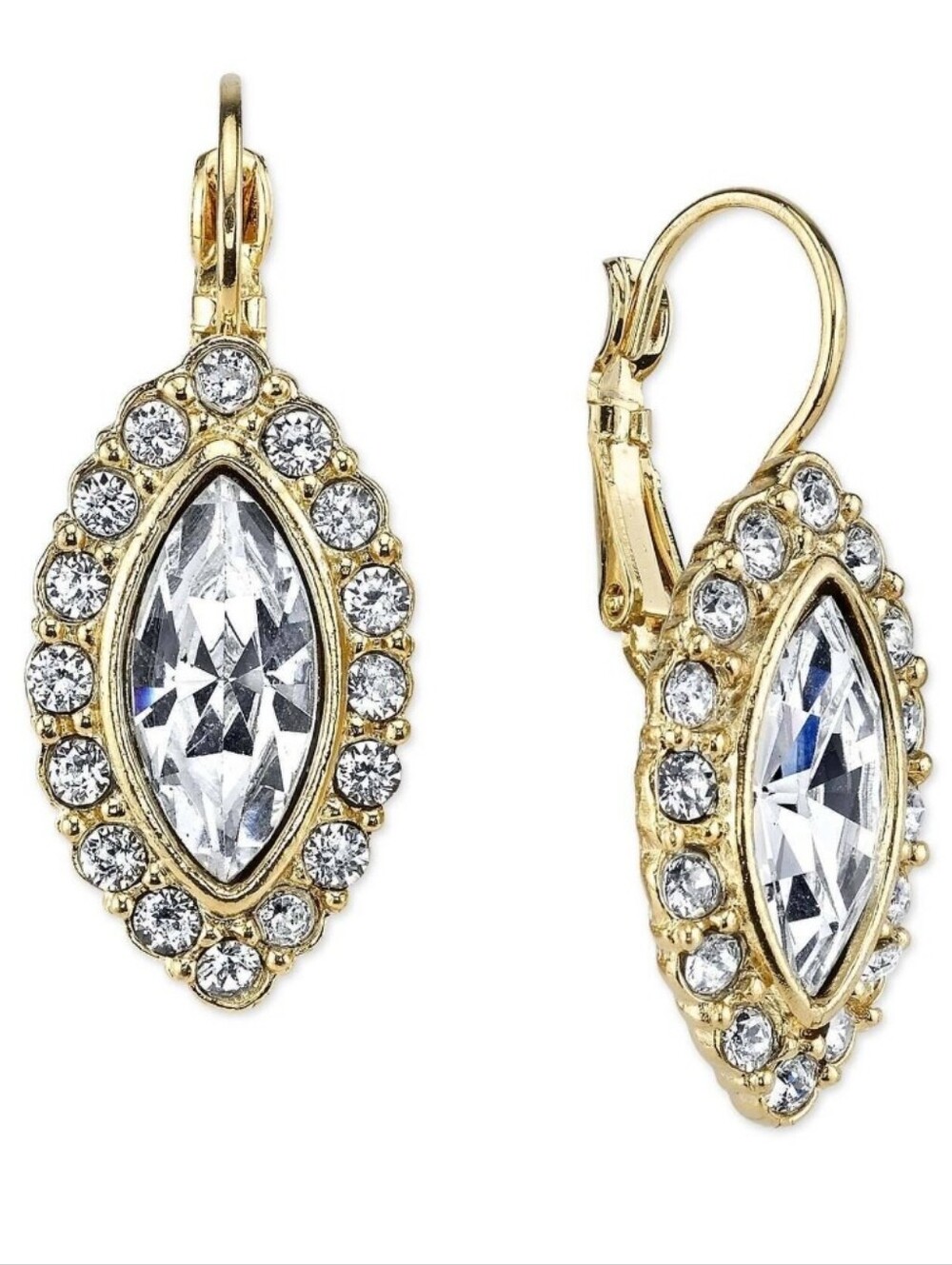 Stella & Dot Gold Teardrop Earrings with Clear Stones